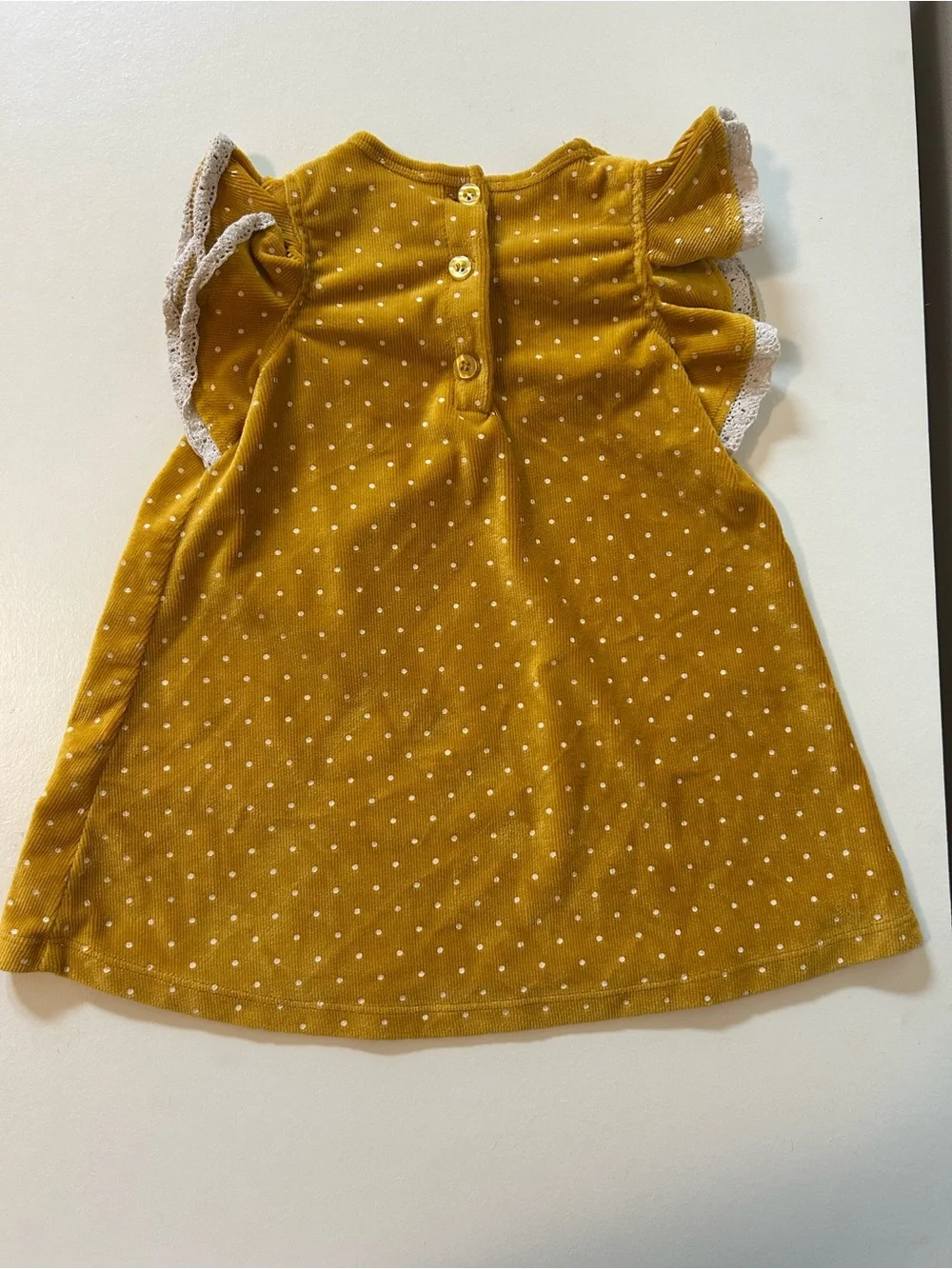 Daisy Fuentes Mustard Yellow Polka Dot Flutter Sleeve Dress